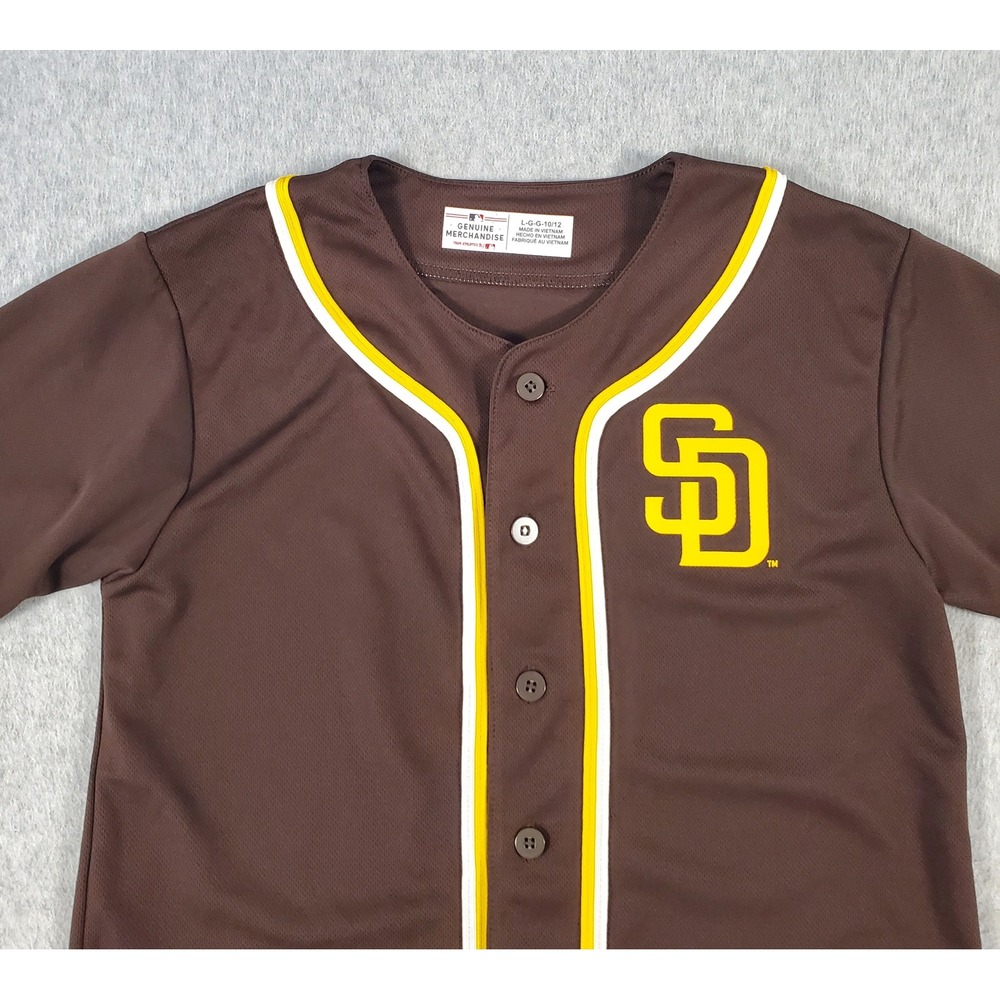 San Diego Padres Jersey Youth Boys Large Brown Button Front Team Logo Athletics - Picture 3 of 10